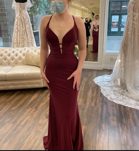 Fashion Burgundy Mermaid Evening Dress Burgundy Formal Gown Y6429