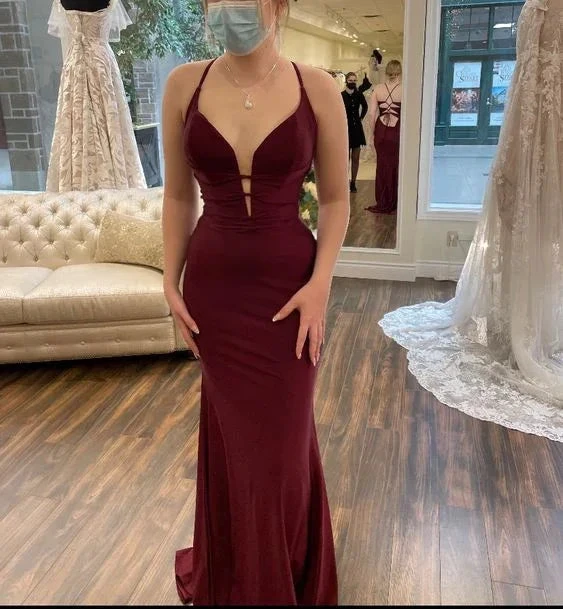 Fashion Burgundy Mermaid Evening Dress Burgundy Formal Gown Y6429 by simplepromdress
