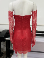 Red Lace Mini Homecoming Dress Red Party Gown Y7387 by simplepromdress