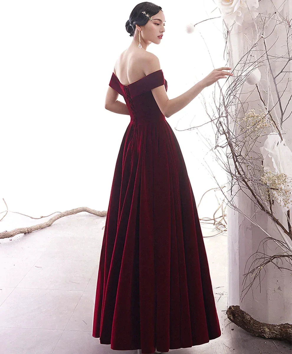 Simple Burgundy Long Prom Dress Burgundy Evening Dress Y1428 by simplepromdress