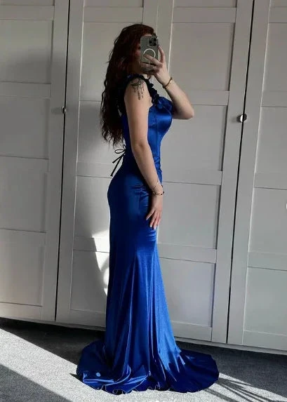 Blue Off The Shoulder Mermaid Evening Dress Formal Prom Dress Y7842 by simplepromdress