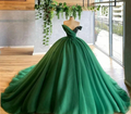 Green Quinceanera Dresses Ball Gown Sexy V Neck Tulle Formal Dress Y296 by simplepromdress