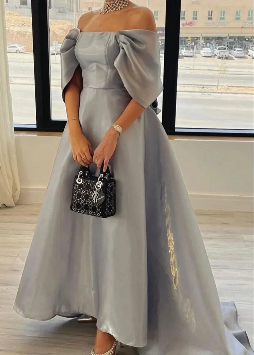Chic Off The Shoulder A-line Evening Dress With Train Y5797 by simplepromdress