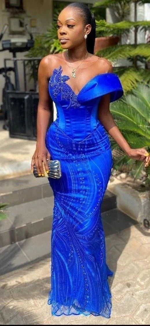 Exquisite blue dinner wedding reception prom evening dress gown for women gown for ladies Y6524 by simplepromdress