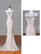 Sparkly Strapless Tulle Sequins Mermaid Prom Dress Long Evening Dress Y8616 by simplepromdress