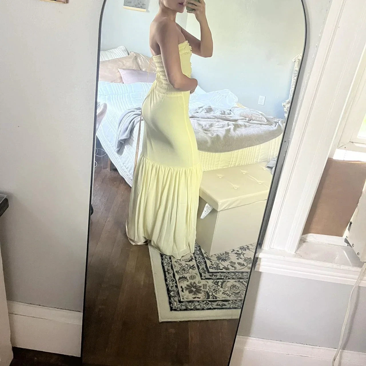 Cute Yellow Strapless Chiffon Ruffles Evening Dress Mermaid Prom Dress Y7896 by simplepromdress