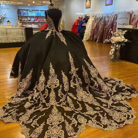 Vestidos de quinceañera con apliques de lentejuelas y cuentas, vestido de princesa con capa Y1516
