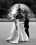 Luxury Sweetheart Satin Ball Gown Wedding Dress with Overskirt SW010