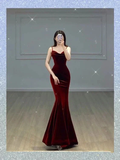 Maroon Mermaid Long Prom Dress,Charming Evening Dress Y1639 by simplepromdress
