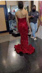 Sweetheart Mermaid Prom Dress Red Sequins Evening Dress Shiny Party Dress Y274 by simplepromdress