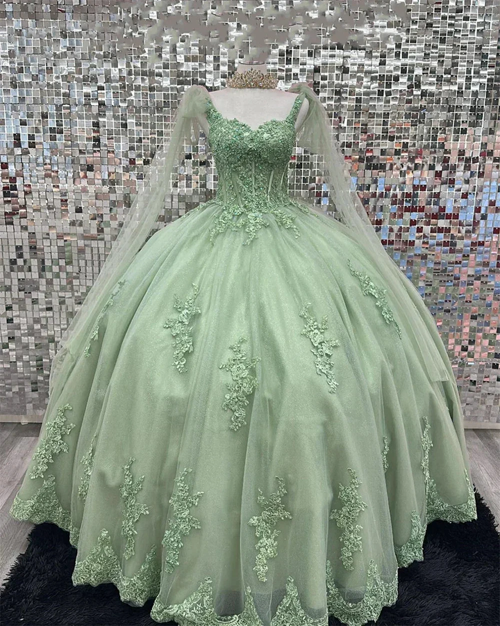 Sage Green Quinceanera Dresses,Lace Sweet 16 Dresses Appliques,Sage Green Ball Gown Y2263 by simplepromdress