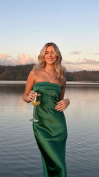 Vestido verde sin tirantes para mujer, vestido de fiesta de noche Y5177