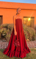 Pretty Burgundy Strapless A Line Party Evening Dress Formal Prom Dress Y8468 by simplepromdress