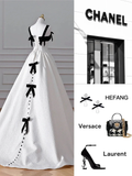 Elegant White Satin A Line Long Prom Dress Evening Dress,Formal Wedding Dress Y8611 by simplepromdress