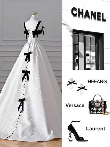 Elegante vestido de noche largo de satén blanco con corte en A, vestido de fiesta y boda formal Y8611
