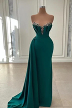 Elegant Dark Green Strapless Mermaid Long Prom Dress Evening Dress Y1920 by simplepromdress
