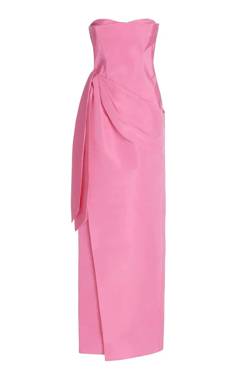 Elegant Strapless Pink Floor Length Prom Dress Evening Dress Y8406 by simplepromdress