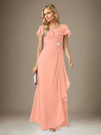 Stormy A-Line V-Neck Ruched Chiffon Dress by Dreamylily