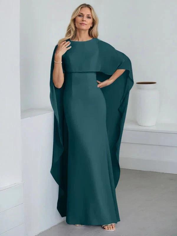 Sheath Scoop Floor-Length Chiffon Mother of the Bride Dress With Cascading Ruffles by Dreamylily