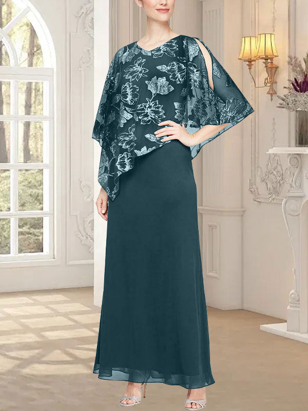 Long Glitter Mesh Dress with Novelty Asymmetric Overlay Bodice