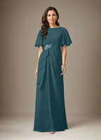 Dark Navy Sheath Beaded Chiffon Dress by Dreamylily