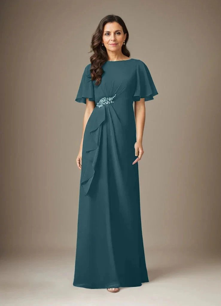 Dark Navy Sheath Beaded Chiffon Dress by Dreamylily