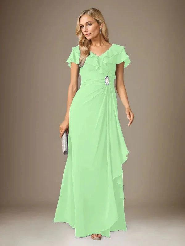 Stormy A-Line V-Neck Ruched Chiffon Dress by Dreamylily