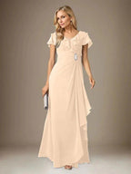 Stormy A-Line V-Neck Ruched Chiffon Dress by Dreamylily
