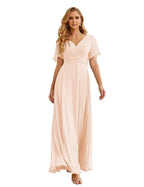 Numbersea Wrap V-Neck Chiffon Bridesmaid Dresses Long Formal Maxi Evening Gown for Wedding Guests  SEA28049