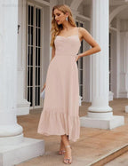 Numbersea Spaghetti Strap Chiffon Bridesmaid Dress Ankle Length Formal A Line Cocktail Party Homecoming Dress for Juniors SEA28028 by numbersea