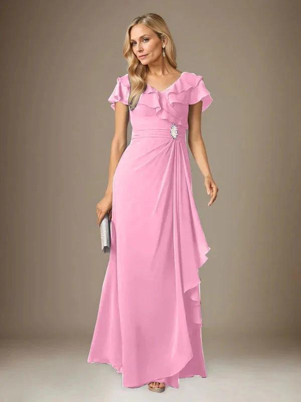 Stormy A-Line V-Neck Ruched Chiffon Dress by Dreamylily