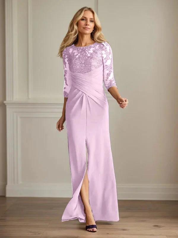 Plum Sheath Lace Stretch Crepe Mother of the Bride Dress by Dreamylily
