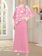 Long Glitter Mesh Dress with Novelty Asymmetric Overlay Bodice