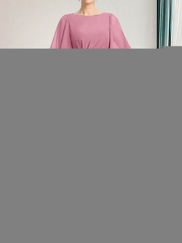 A-line Scoop Floor-Length Chiffon Mother of the Bride Dress With Cascading Ruffles Beading Sequins