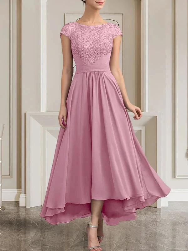 A-line Scoop Floor-Length Lace Chiffon Mother of the Bride Dress With Sequins by Dreamylily