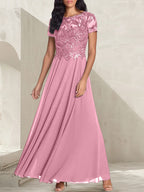 Charcoal Grey A-Line Scoop Long Mother of the Bride Dress With Beadings