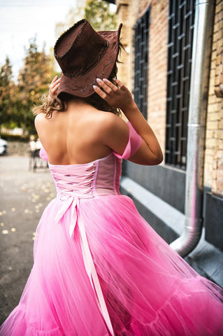 Vestido de tul rosa y vestido de cumpleaños rosa 2025 SY035