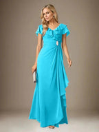 Stormy A-Line V-Neck Ruched Chiffon Dress by Dreamylily