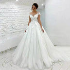 Princess Lace Tulle A Line Wedding Dress Sweetheart Cap Sleeve 3D Appliques Boho Bridal Gowns For Woman Button Vestidos De Novia by payinti