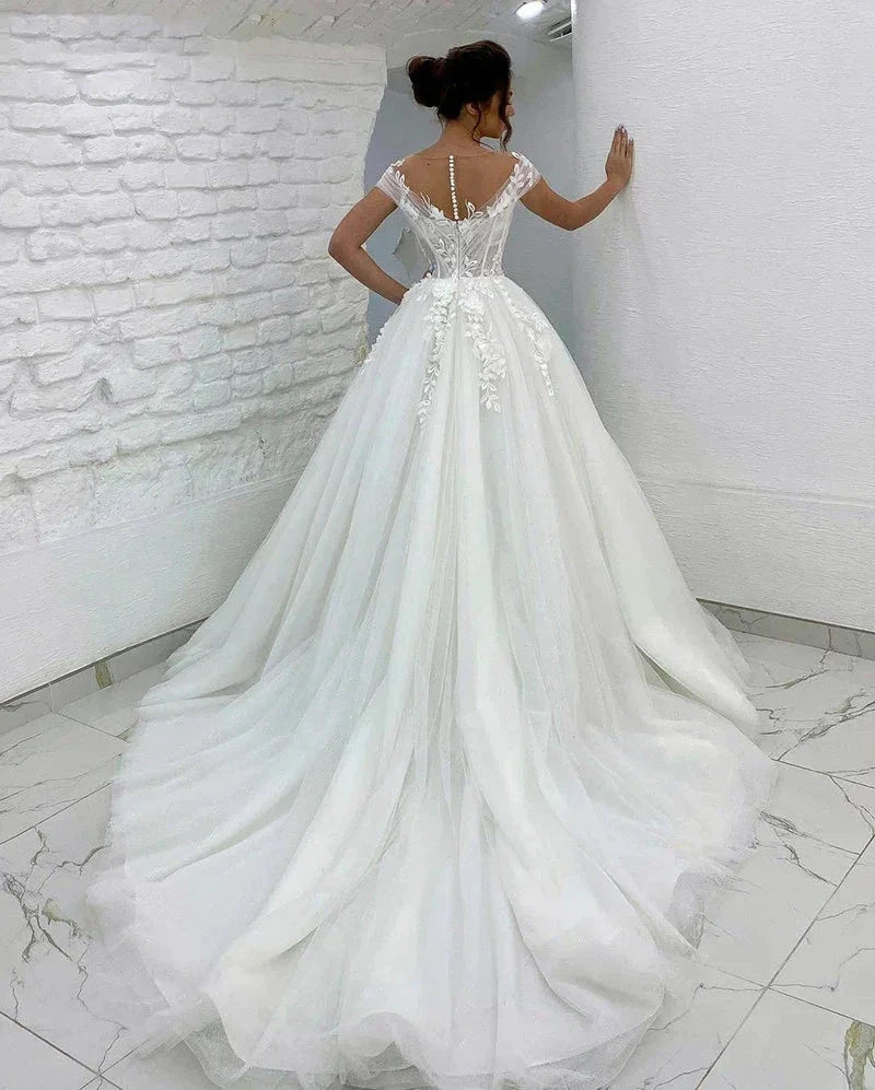 Princess Wedding Dresses Off Shoulder 3D Lace Applique Ladies Sleeveless Boho Bridal Gowns Vestido De Novia Custom 2023 Mariée by payinti