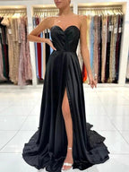 Satin Ruched Sweetheart Prom Dresses SYP137 by vivymakudress