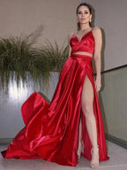 Brush Train Two Piece Prom Dresses SYP129 by vivymakudress