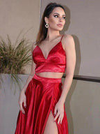 Brush Train Two Piece Prom Dresses SYP129 by vivymakudress