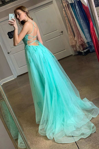 Gelbes Ballkleid mit Applikationen und Schlitz SYP97