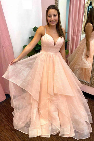 Vestido formal de tul escalonado color lavanda princesa SYP111