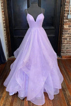 Princess Lavender Tiered Tulle Formal Dress SYP111 by vivymakudress