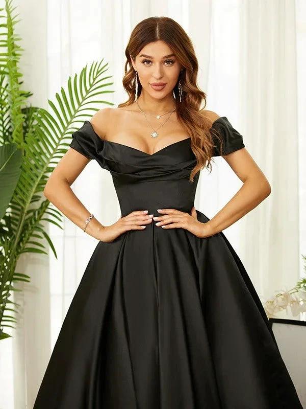 Homecoming Dresses Off the Shoulder Tea-Length Dresses SYH61 by vivymakudress