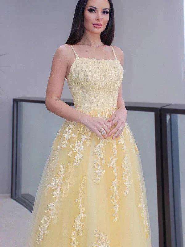 Spaghetti Straps Applique Prom Dresses SYP134 by vivymakudress