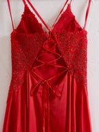 Sunnderly A-line Spaghetti Straps Corset Back Prom Dress With Split by KissProm