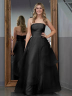 Elisa |Light Pink A Line Strapless Organza Prom Dress by KissProm